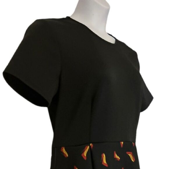 ⭐️Hutch Shoe Print Pleated Short Sleeve Office Party Mid Weight Scuba Dress - Picture 11 of 16